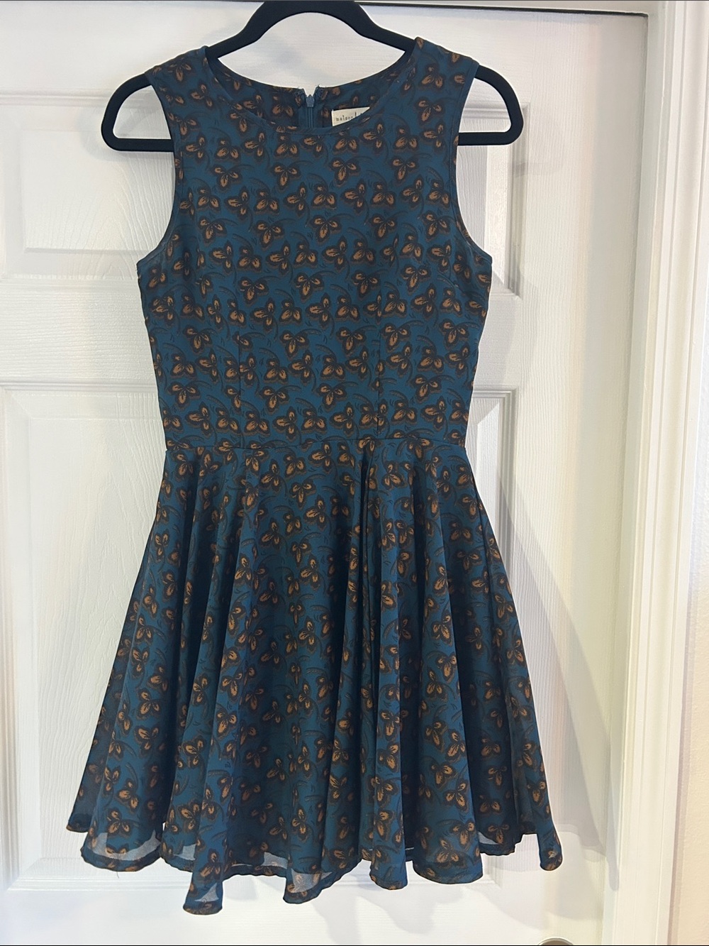 Maison Jules size small Teal Floral Fit-and-Flare Dress